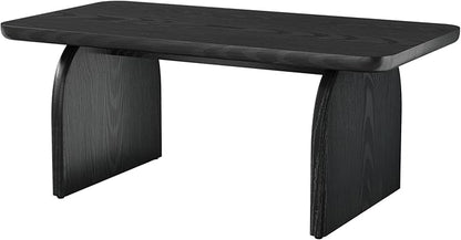 Tribesigns Rectangle Coffee Table, 47-Inch Wood Rectangular Living Room Table, Farmhouse Accent Center Low Cocktail Tea Table with Sturdy Base & Rounded Corners, Easy Assembly (Black)