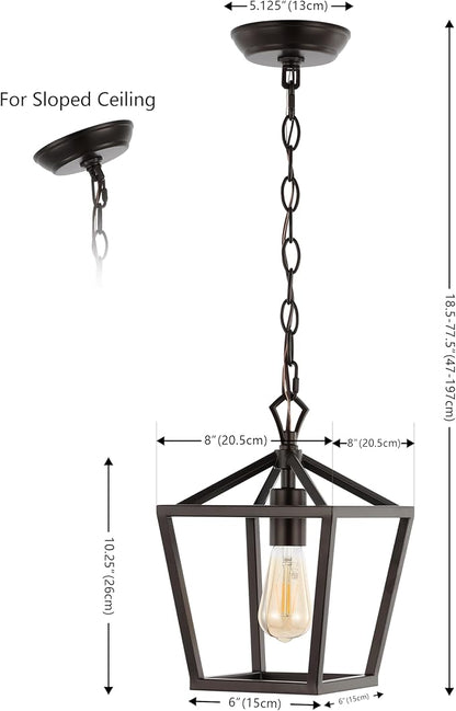 JONATHAN Y JYL7618A Pagoda 8" 1-Light Vintage Farmhouse Iron Chain Pagoda LED Pendant Minimalist, Rustic, Industrial, Classic, Casual, Living Room, Dining Room, Bedroom, Foyer, Oil Rubbed Bronze