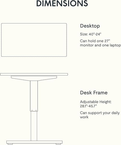 FLEXISPOT EN1 One-Piece Adjustable Stand Up Desk - Electric Height Adjustable, 40 x 24 Inches (Silver Frame, Mahogany Top, 2 Packages)