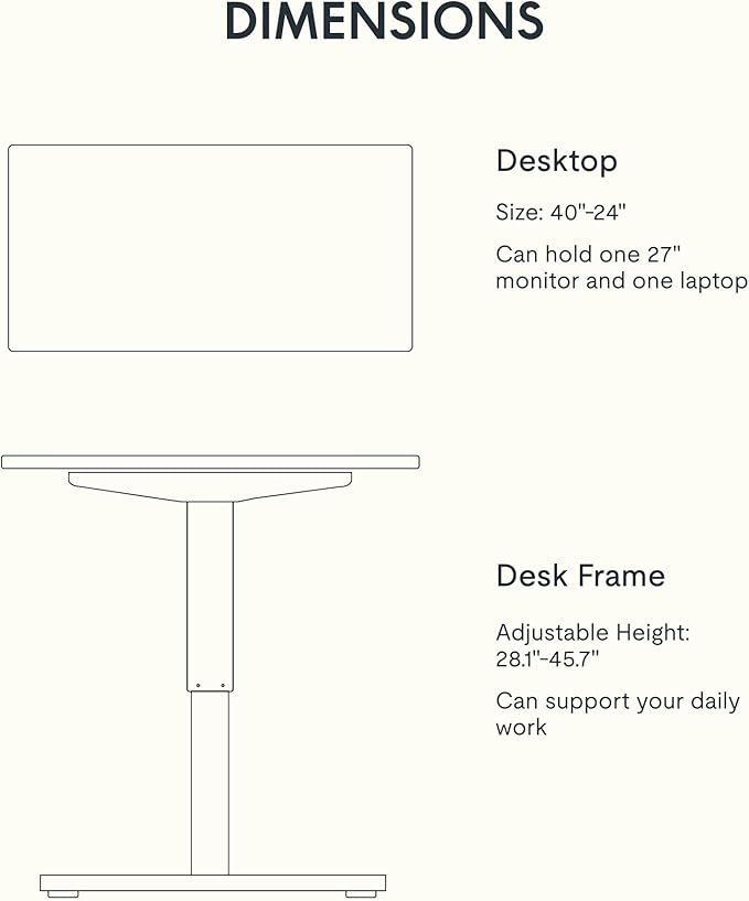 FLEXISPOT EN1 One-Piece Standing Desk 40"x24" Mahogany - 1" Thick Desktop, Home Office Use, Height Adjustable with 4 Memory Presets, Supports Multiple Monitors, 2 Packages