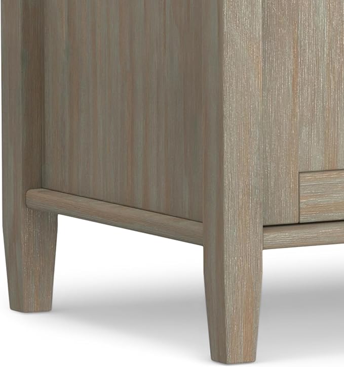 SIMPLIHOME Warm Shaker Entryway Storage Bench - 44 inch Wide Solid Wood Storage Seat in Distressed Grey, Transitional Bench Seat for Mudroom or Living Room with Lift-Up Lid and Shaker-Style Panels