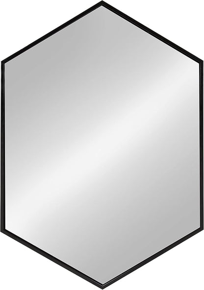 Kate and Laurel McNeer Large Hexagon Metal Wall Mirror, 31x22, Black