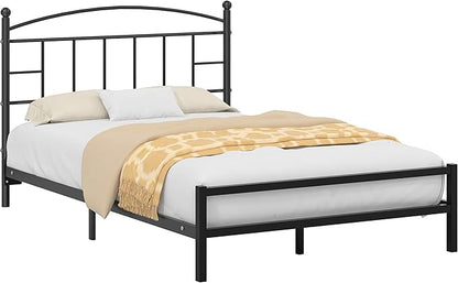VECELO Metal Full Size Headboard - 42.91 Inches Tall, Arching Lines Design, Easy Assembly, Modern Farmhouse Style Steel Headboard for Bedroom - Black