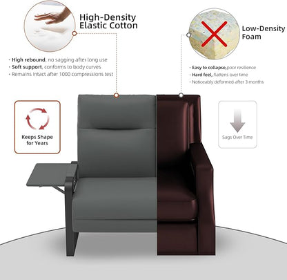 Faux Leather Sectional Couches for Living Room 3 Piece Loveseat and Chair Set with Flip Up Tray Tables Side Pockets Modern Modular Sectional Sofa for Office (2-Seat+1-Seat+1-Seat, Gray)
