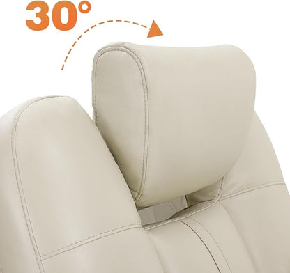 EONIX Triple Motor Lay Flat Power Lift Recliner Chair for Elderly with Adjustable Headrest, 400lbs Electirc Lift Chair for Living Room, Lumbar Pillow, Extended Footrest, Cream White