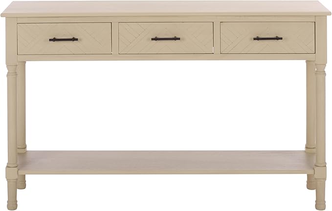 SAFAVIEH Home Collection - Peyton Sand Console Table with 3 Drawers and 1 Shelf, Farmhouse Accent Entryway Table (CNS5705F)