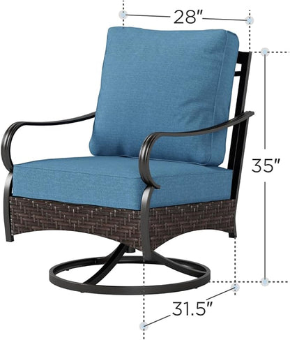 Sophia & William Extra Large Outdoor Patio Swivel Sofa Chairs Set 2 PCS Heavy-Duty Metal Porch Furniture with High Back & Deep Seating Area, 5.5" Thicken Cushions for Deck, Lawn, Outside (Navy)