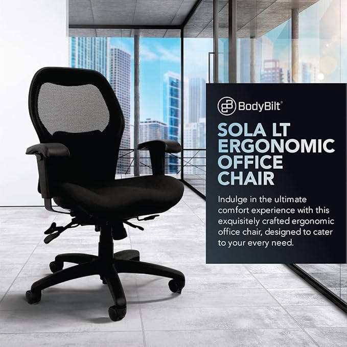 Seating Sola LT Ergonomic Office Chair | Comfortable Mid Back Computer Chair | Back Support Office Chair | Ultra-Soft | Ergonomic Lumbar Support Chair | (Steel Gray)