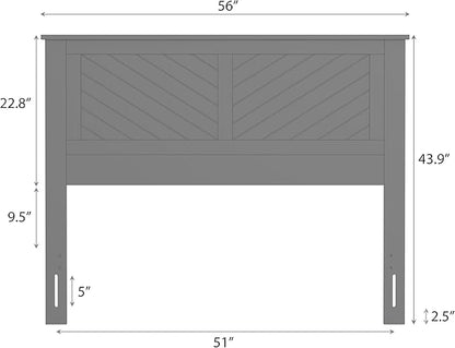 Serene Poplar Wood Full Size Headboard in Black, Modern Farmhouse Panel with Chevron Scoring, Casual Coastal Style, Easy Assembly, Quality Materials