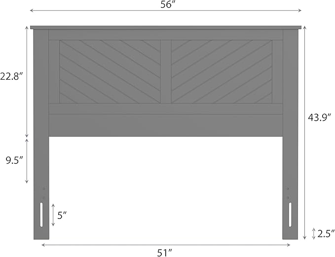 Serene Poplar Wood Full Size Headboard in White, Modern Farmhouse Panel with Chevron Scoring, Casual Coastal Style, Easy Assembly, Quality Materials