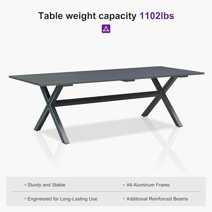 PURPLE LEAF Patio Dining Set for 10 with Gray Storage Box All-Weather Wicker 11 Piece Aluminium Outdoor Table and Chairs Set Included Cushions Modern Outdoor Furniture Set Grey and Navy