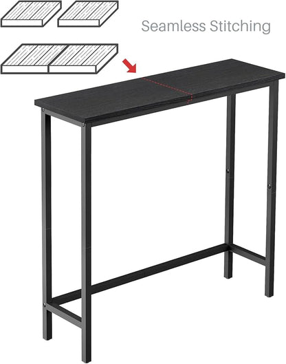 HollyHOME Narrow Console Table, 29.5" Slim Entryway Table, Sofa Stand, Hallway Shelf for Hallway, Bedroom, Living Room, Foyer, Black