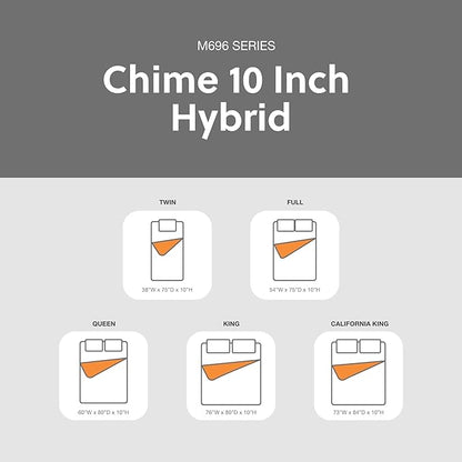 Signature Design by Ashley Twin Size Chime 10 Inch Medium Firm Hybrid Mattress with Cooling Gel Memory Foam for Pressure Relief, Fiberglass Free, Mattress In A Box