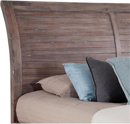 American Woodcrafters Aurora Weathered Gray Wood King Sleigh Headboard