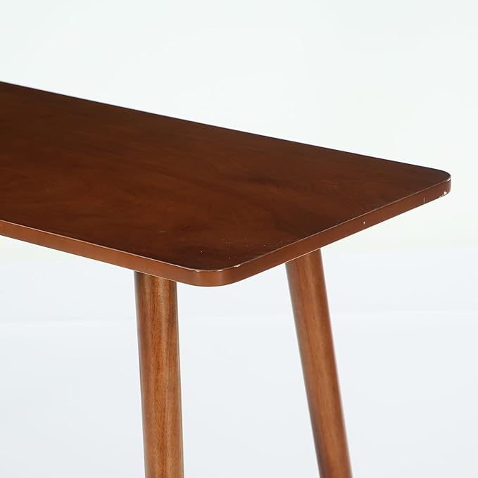 LITTLE TREE 63" Bar Table, Counter Height Table with Solid Wood Legs, Retro Long Kitchen Bar Table for Home Kitchen, Dining Room, Living Room, Bistro, Balcony,Pub (Rustic Brown)