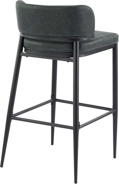 Christopher Knight Home Ebany Barstools Set of 2, Metal Frame Counter Stools, Upholstered Kitchen Chair, Curved Back Support Bistro Chairs, 30" H Island Stool for Dining Kitchen Cafeteria, Dark Green