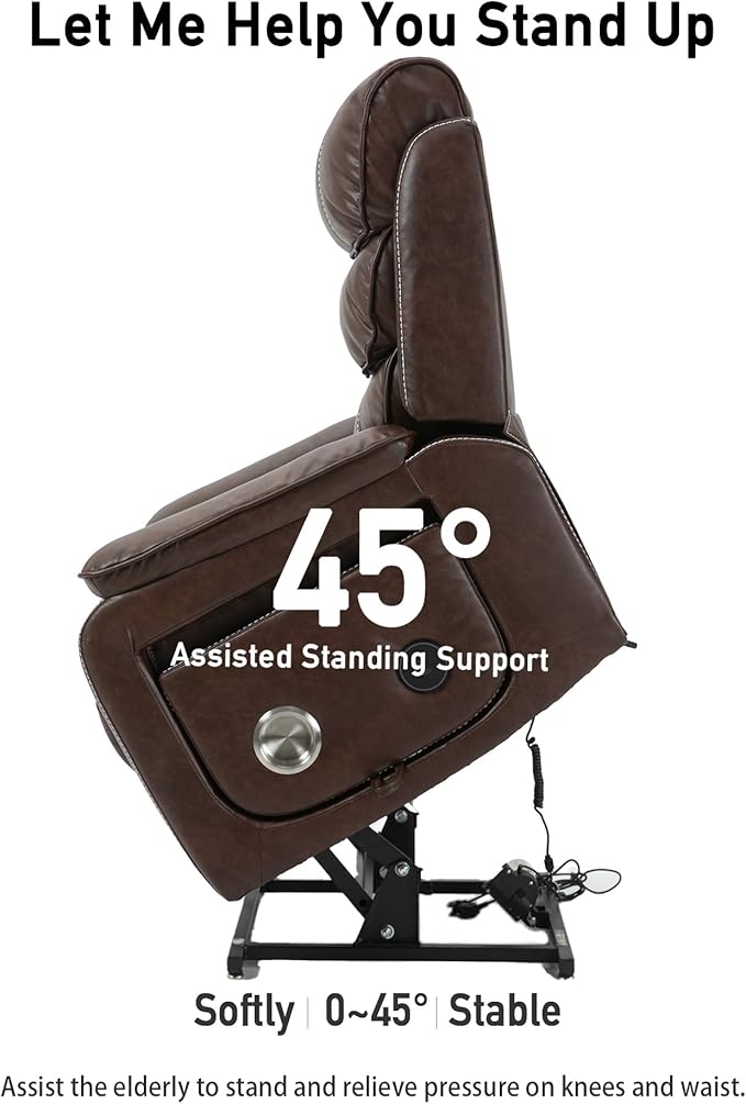 Large Power Lift Chairs Recliners for Elderly with Heated and Massage, Upgraded Dual Motor Lay Flat Recliners, 25in Extra Wide Seat, Folding Tablet, Side Pocket