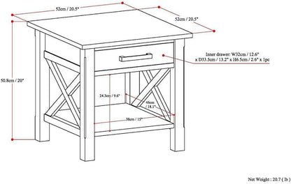 SIMPLIHOME Kitchener SOLID WOOD 21 inch Wide Square Contemporary End Side Table in Farmhouse Grey for the Living Room and Bedroom