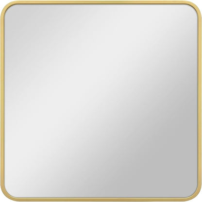 MCS Master & Co. Modern Metal Large Wall Mirror, Minimalist Home Decor Square Mirror with Rounded Corners for Living Room, Bedroom, or Bathroom, Brass, 24 x 24 in