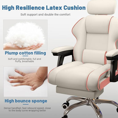 Executive Computer Chair Home Office Desk Chair,Adjustable Angle, Ergonomic Adjustable Height PU Leather Chairs with Cushions Armrest for Long Time Seating-High Office Chair with Footrest