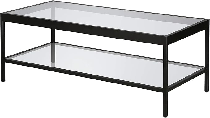 Henn&Hart 45" Wide Rectangular Rectangular Coffee Table in Blackened Bronze, Modern Rectangular Coffee Tables for living room, studio apartment essentials