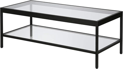 Henn&Hart 45" Wide Rectangular Rectangular Coffee Table in Blackened Bronze, Modern Rectangular Coffee Tables for living room, studio apartment essentials