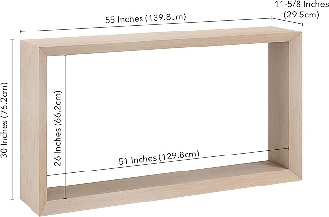 Henn&Hart 55'' Wooden Rectangular Console Table Entryway Table, Sofa Table with Wooden Shelf for Entryway, Living Room, Couch, Hallway, or Office, Alder White