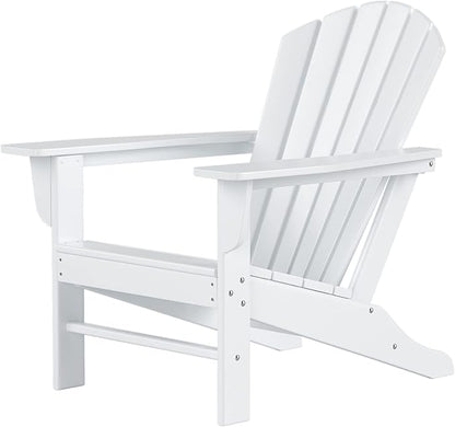 Costaelm Outdoor Adirondack Chair, HDPE Patio Chair, Weather Resistant Lawn Firepit Outside Chairs for Porch, Poolside, Garden, Backyard Deck, White