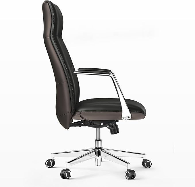 EUREKA ERGONOMIC Royal Slim Executive High Back Black Leather Office Chair, Home Desk Chair for Adults, Big and Tall with Wheels, Swivel Rolling
