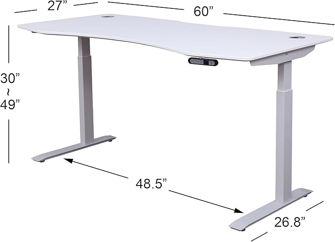 ApexDesk Elite Pro Series 60" x 27" Electric Height Adjustable Stand up Desk, Sit Stand Home Office Desk, Computer Desk - Curved White