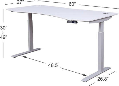 ApexDesk Elite Pro Series 60" x 27" Electric Height Adjustable Stand up Desk, Sit Stand Home Office Desk, Computer Desk - Curved White