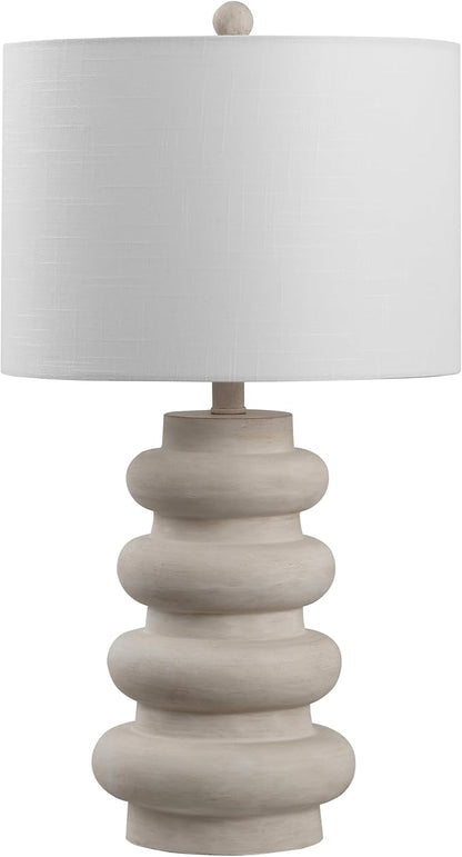 JONATHAN Y JYL5506A Juniper 26" Modern Minimalist Resin Stacked Ovoid LED Lamp for Living Room, Family Room, Dining Room, Bedroom, Hallway, Office, Antique White