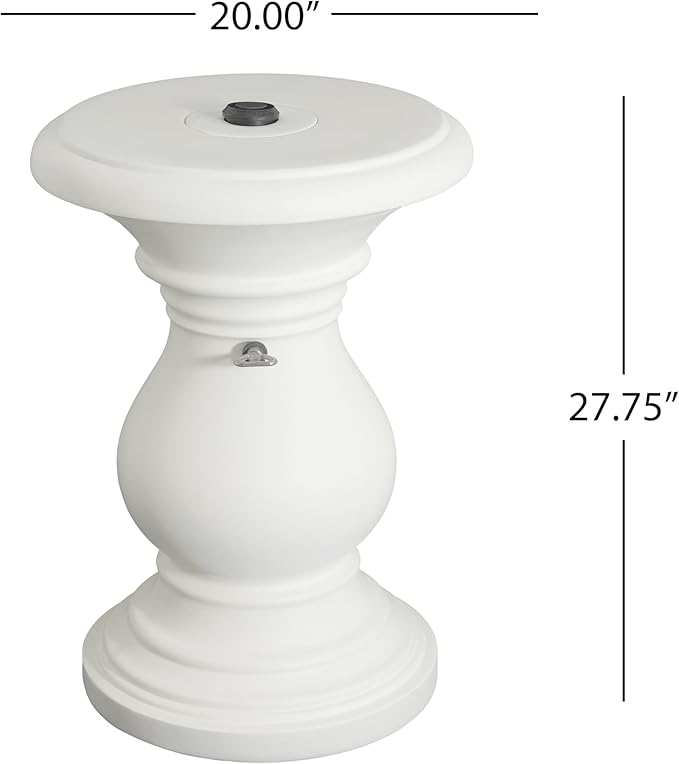 Christopher Knight Home Oriana MGO Outdoor Patio Side Table Umbrella Base, Heavy Duty Patio Umbrella Stand Outdoor Base with Hand-Turn Tightening Knob, Lounger Small Patio Coffee Table, White
