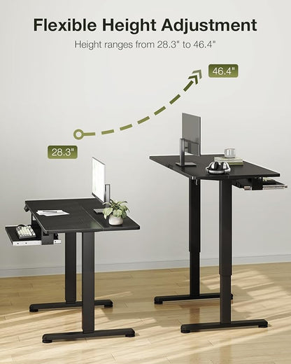 Casaottima Electric Standing Desk with Keyboard Tray, 40 Inch Height Adjustable, Sit Stand Table, Writing Computer Desk for Home, Office, Workstation, Black