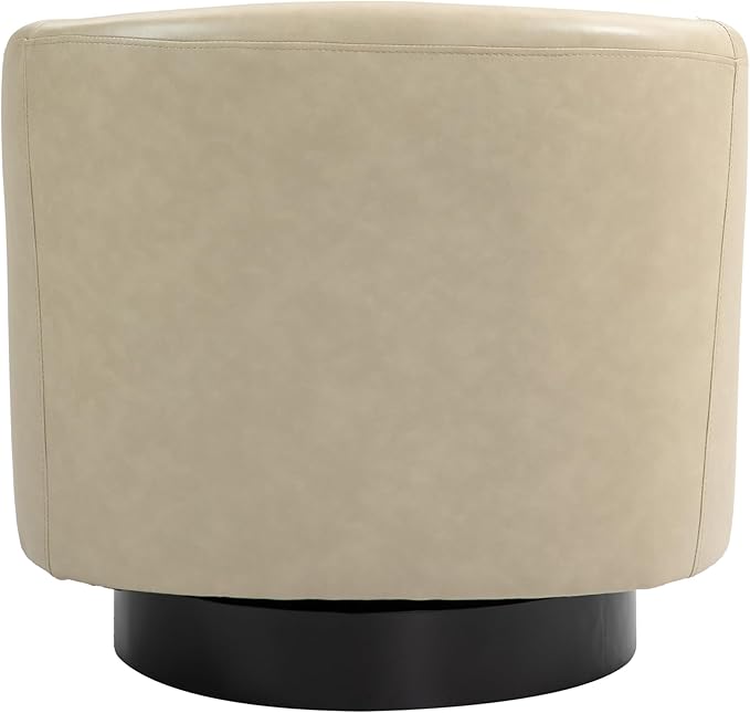 Lumibee Swivel Accent Chair, Faux Leather Swivel Barrel Chair for Living Room, Modern Comfy Upholstered Round Armchair Single Sofa Chair for Bedroom, Club-Cream