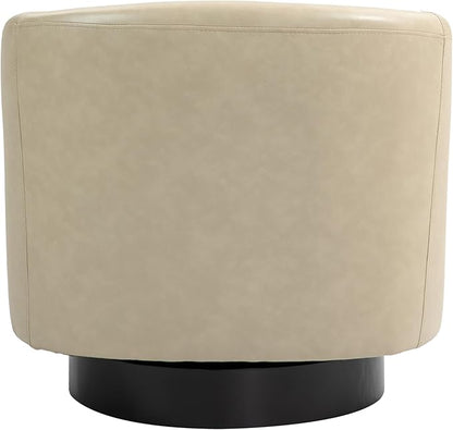 Lumibee Swivel Accent Chairs Set of 2, Faux Leather Swivel Barrel Chairs for Living Room, Modern Comfy Upholstered Round Armchairs Single Sofa Chairs for Bedroom, Club-Cream
