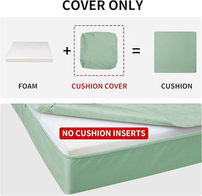 Easy-Going Waterproof Patio Cushion Covers 24x22x4 inch 2 Pack Replacement Non-Slip Outdoor Seat Cushion Slipcover with Zipper. Greyish Green