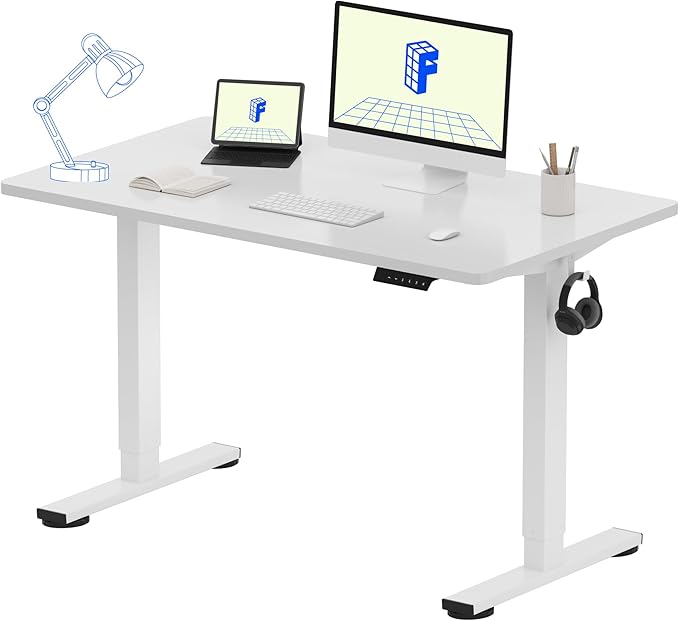 FLEXISPOT EN1 One-Piece Standing Desk 48 x 24 Inches Height Adjustable Electric Sit Stand Up Desk Home Office Desk