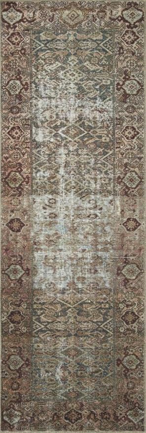 Loloi Amber Lewis Georgie Collection GER-07 Moss/Salmon 3'-9" x 5'-6", .19" Pile Height, Accent Rug