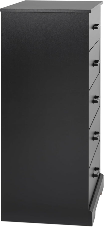 Prepac Rustic Ridge Farmhouse Dresser, Black Dresser for Bedroom, Chest of Drawers with 5 Drawers 18.5" D x 27.5" W x 43.5" H, BBDR-1605-1
