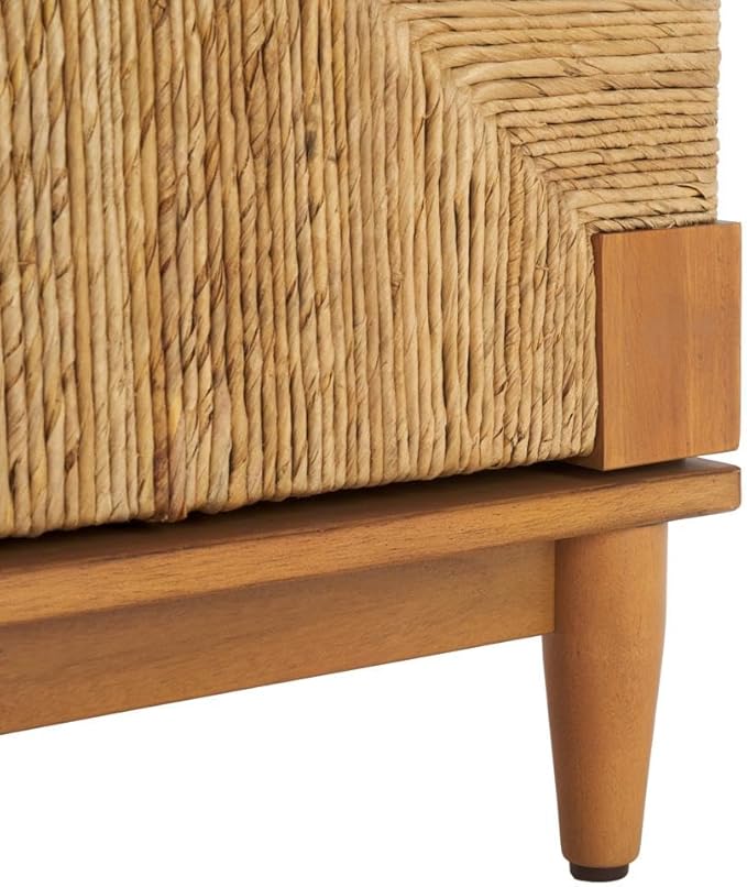 SAFAVIEH Couture Collection Roseanne Natural Banana Stem 4-Door Sideboard Buffet Storage Table, Ideal for Dining Room, Living Room, Entryway, Bedroom, Home Office