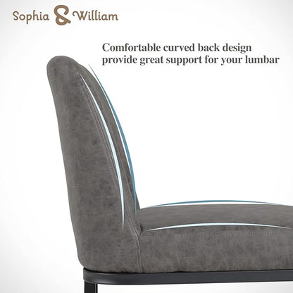 Sophia & William Counter Height 24" Bar Stool, Kitchen Counter Stool with Back,Upholstered Middle Back Dining Chair, Modern PU Leather Barstool for Pub Cafe,Dark Grey,1 Pack