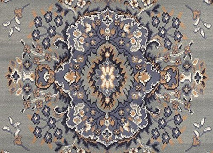 Home Dynamix Premium Sakarya Traditional Medallion Border Area Rug, Silver, 21"x35" Rectangle