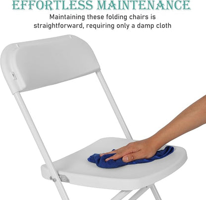 40 Pack White Plastic Folding Chairs, Portable Stackable Commercial Party Folding Chairs with Steel Frame 350lbs for Home Office Outdoor Indoor Office Wedding Party Events