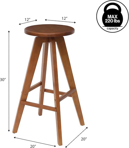 JONATHAN Y BSL2001B Ceren 30.5" MidCentury Industrial Round Solid Wood Backless Bar Stool for Home, Kitchen, Dining Room, Workspaces, Cafes and Resturants, Walnut Brown