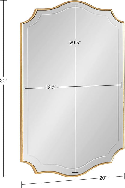 Kate and Laurel Hollyn Glam Scalloped Wall Mirror; 20 x 30; Gold; Decorative Traditional Wall Decor with Elegant Frame and Soft Scallops