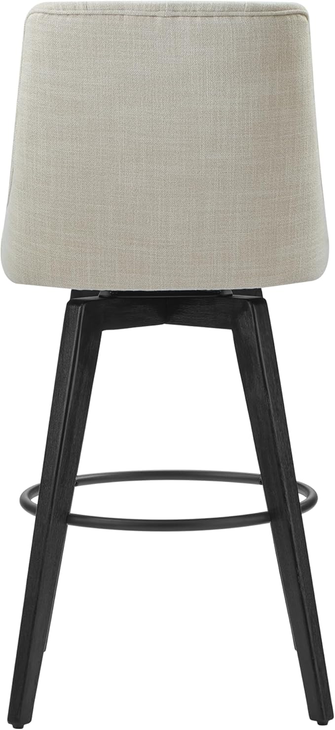Watson & Whitely Bar Stools, 360° Swivel Upholstered Bar Stool with Back, 30" H Bar Height Barstools, Set of 2, Performance Fabric in Linen