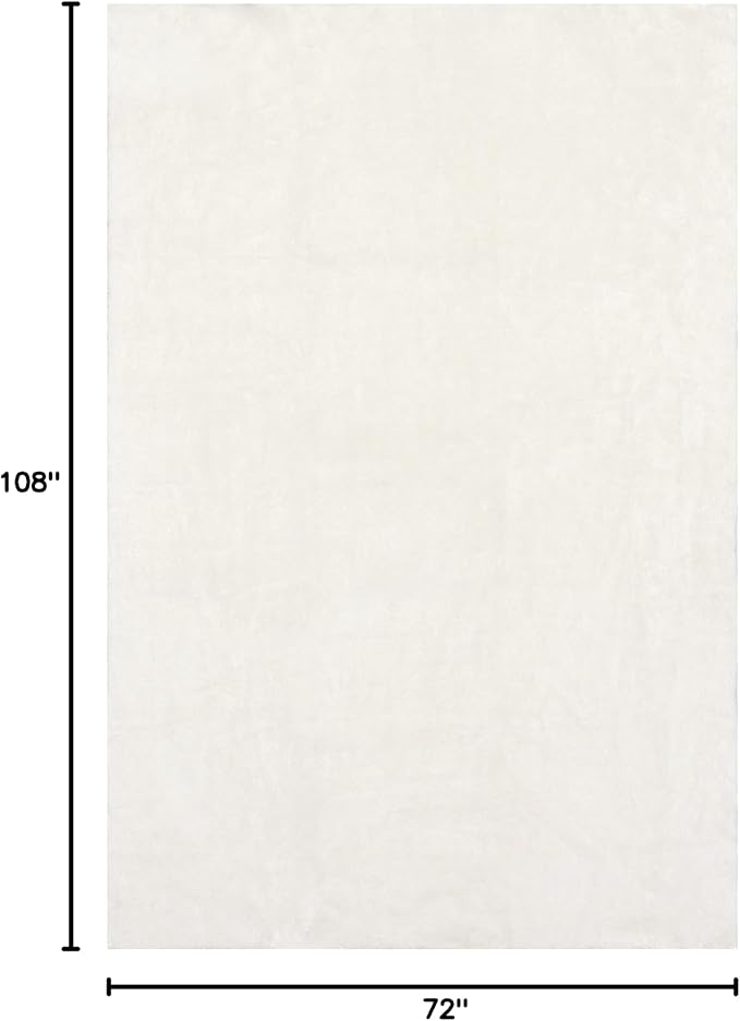 nuLOOM 6' x 9' Cozy Plush SuperiorWash Area Rug, Machine Washable, Non-Slip, Soft Fluffy Shag Carpet for Living Room Bedroom Kids Room Nursery Home Decor, Loni White