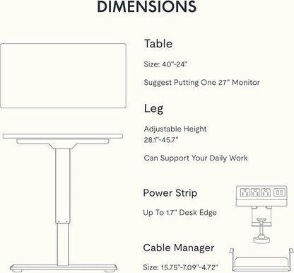 FLEXISPOT EN2 Whole-Piece Standing Desk with Clamp Power Strip, 40 x 24'' Electric Stand Up Height Adjustable Desk with Cable Management (Black Frame + 40" Maple Top, 2 Packages)