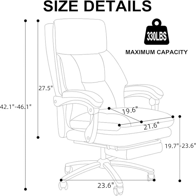 Office Chair with Leg Rest Executive Desk Chairs with Wheels High Back Computer Gaming Chairs Adjustable Reclining Ergonomic Work Chair for Home Office